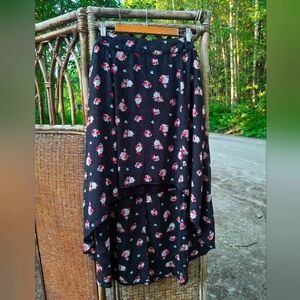 🍀3/15 Floral Black High-Low Skirt